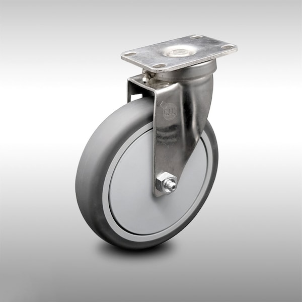 6 Inch SS Thermoplastic Rubber Wheel Swivel Top Plate Caster